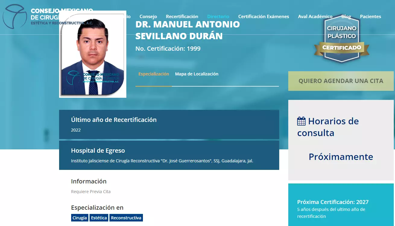 Dr. Manuel Sevillano Cirujano Estetico Nuevo Laredo Consejo Mexicano De Cirugia De Mexico